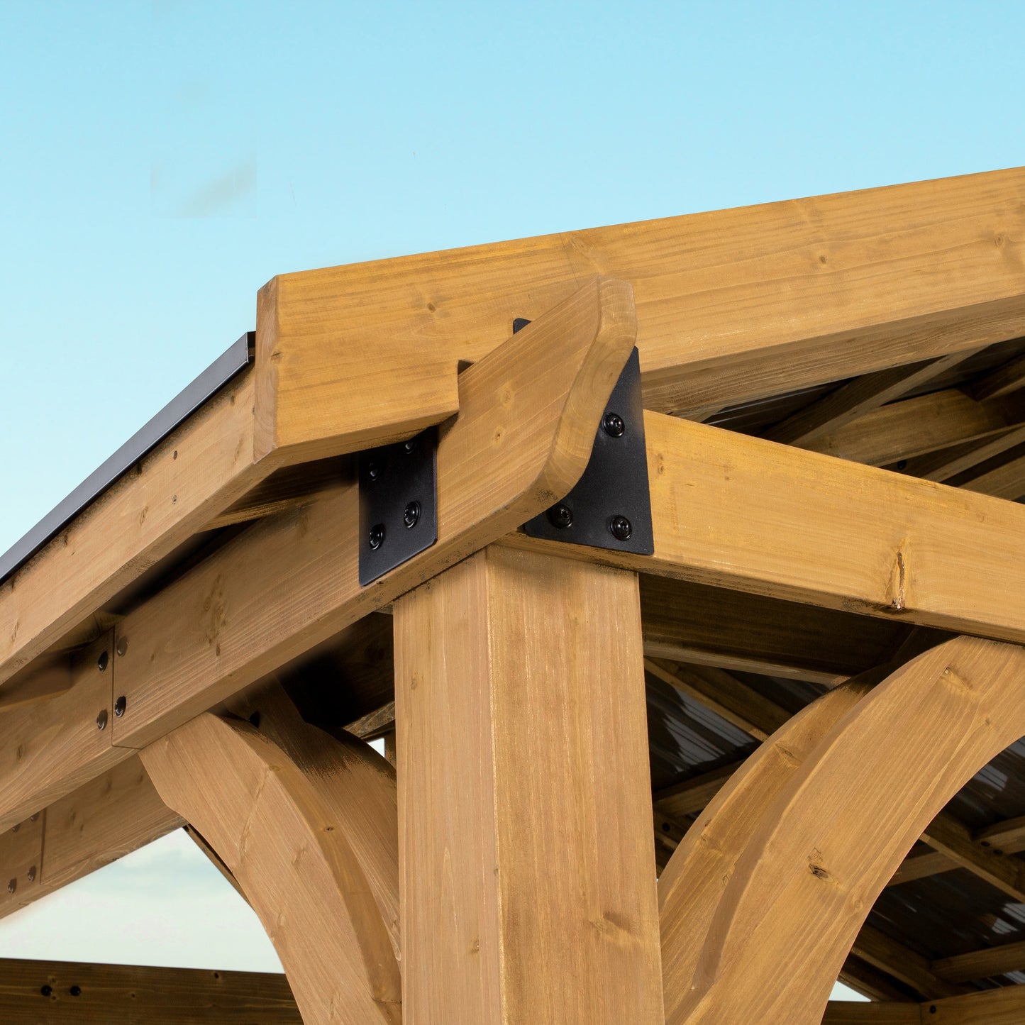 Arlington 12x10 Gazebo with Electric – Light Brown