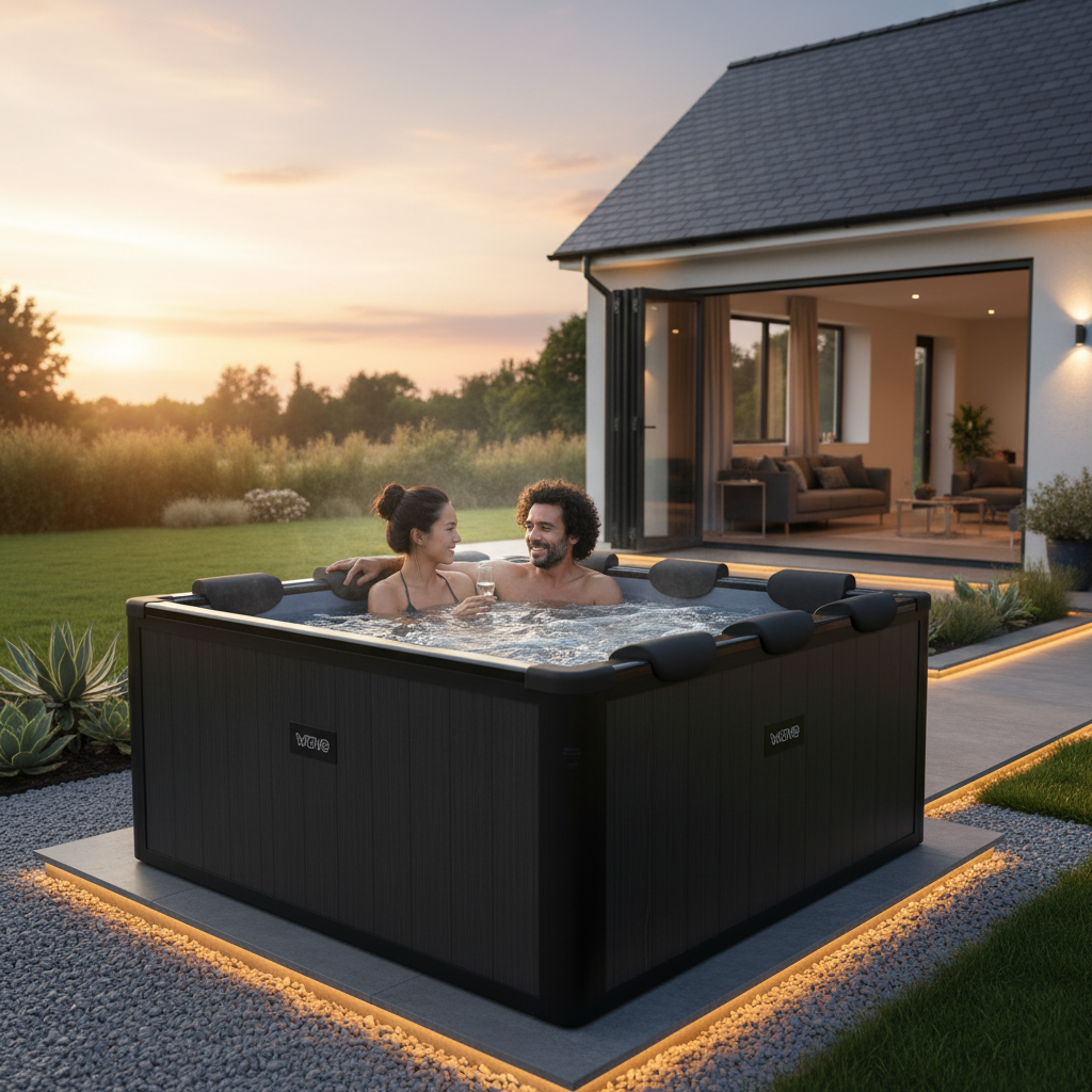 Adriatic | 6 Person Square Aluminium Frame Hot Tub | Black Wood | UKCA